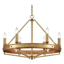 Corey Iron & Oak Wood 6 Light Pendant